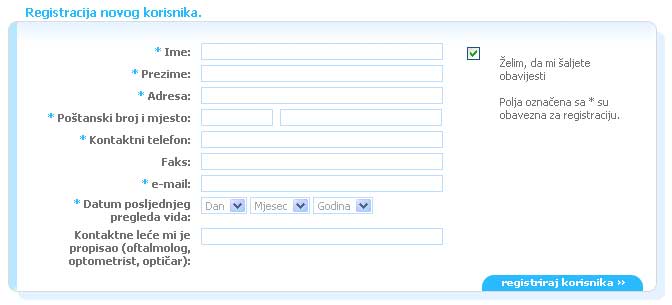 Registracija za kupnju kontaktnih leća online